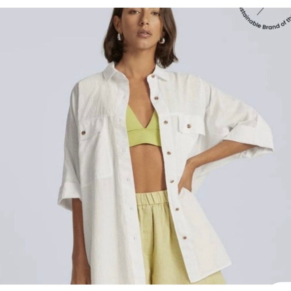 Everlane The Cotton Tourist Shirt Button Down White Oversized Women's Size M